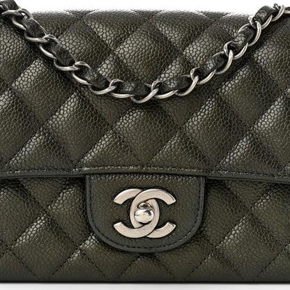Chanel Metallic Caviar Quilted Mini Rectangular Flap Dark Grey 8 of 10