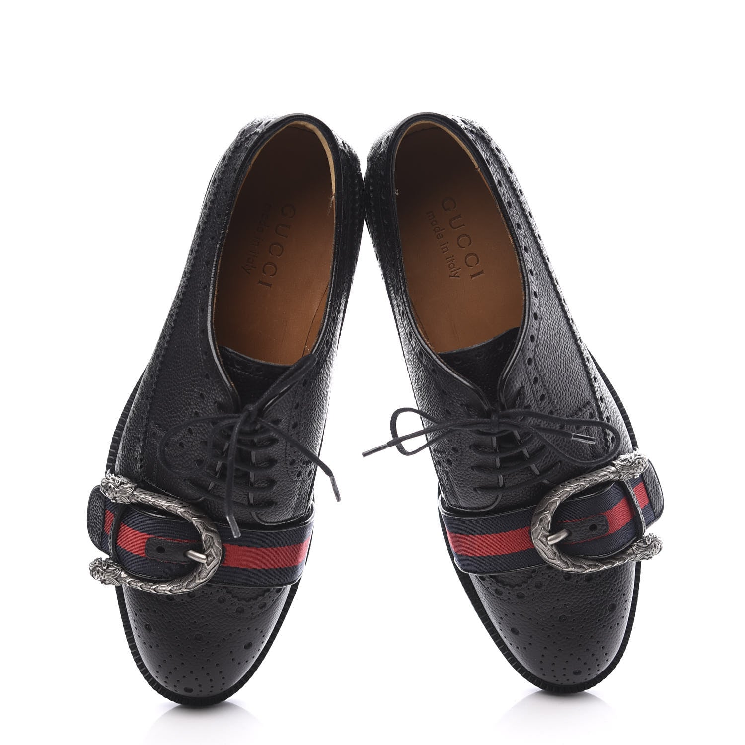 Gucci Pebbled Calfskin Dionysus Web Mens Martins Shoes 7 Black 5 of 11
