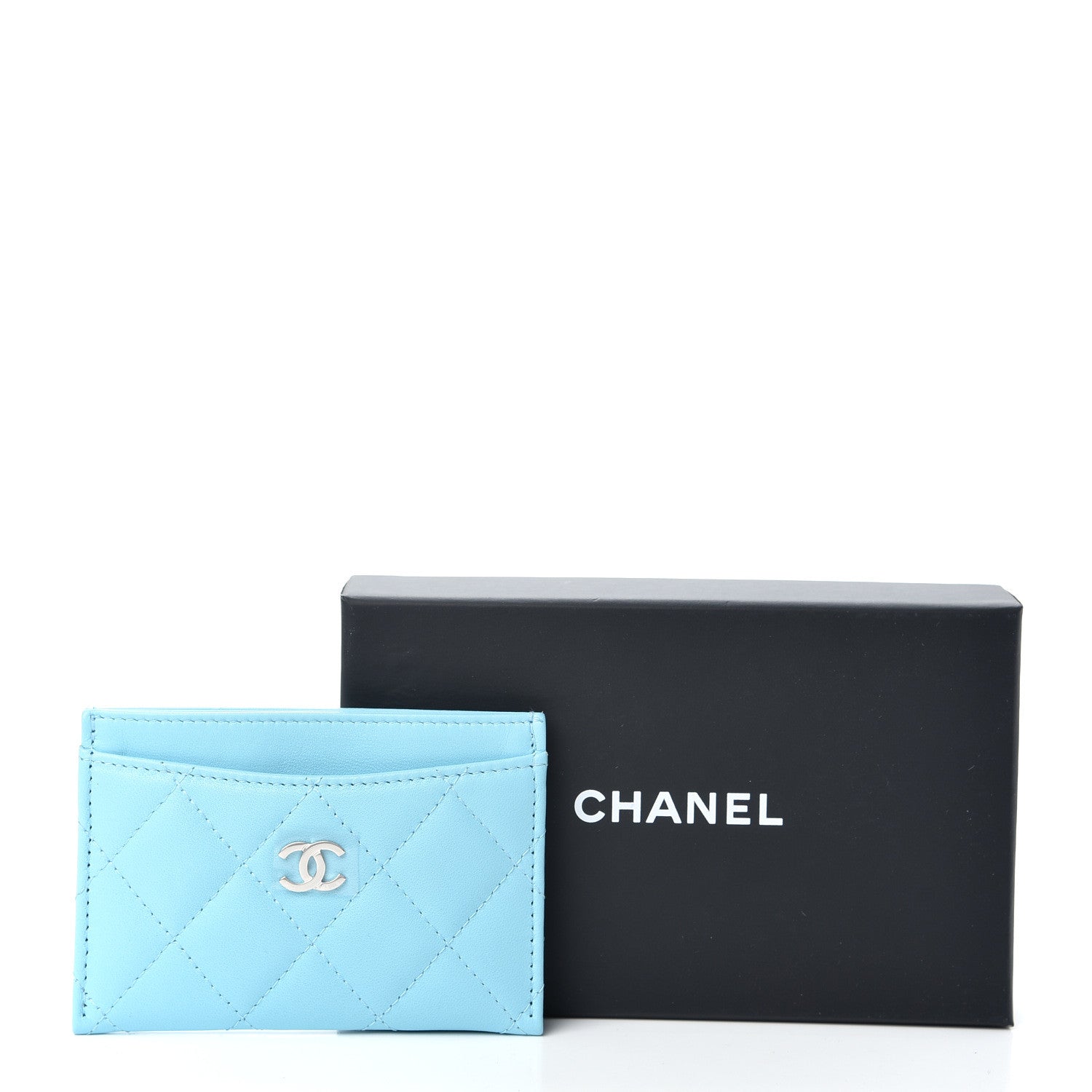 Chanel Lambskin Quilted Card Holder Neon Blue 9 of 9