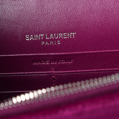 Saint Laurent Velvet Crystal Monogram Kate Tassel Shoulder Bag Fuchsia 6 of 12