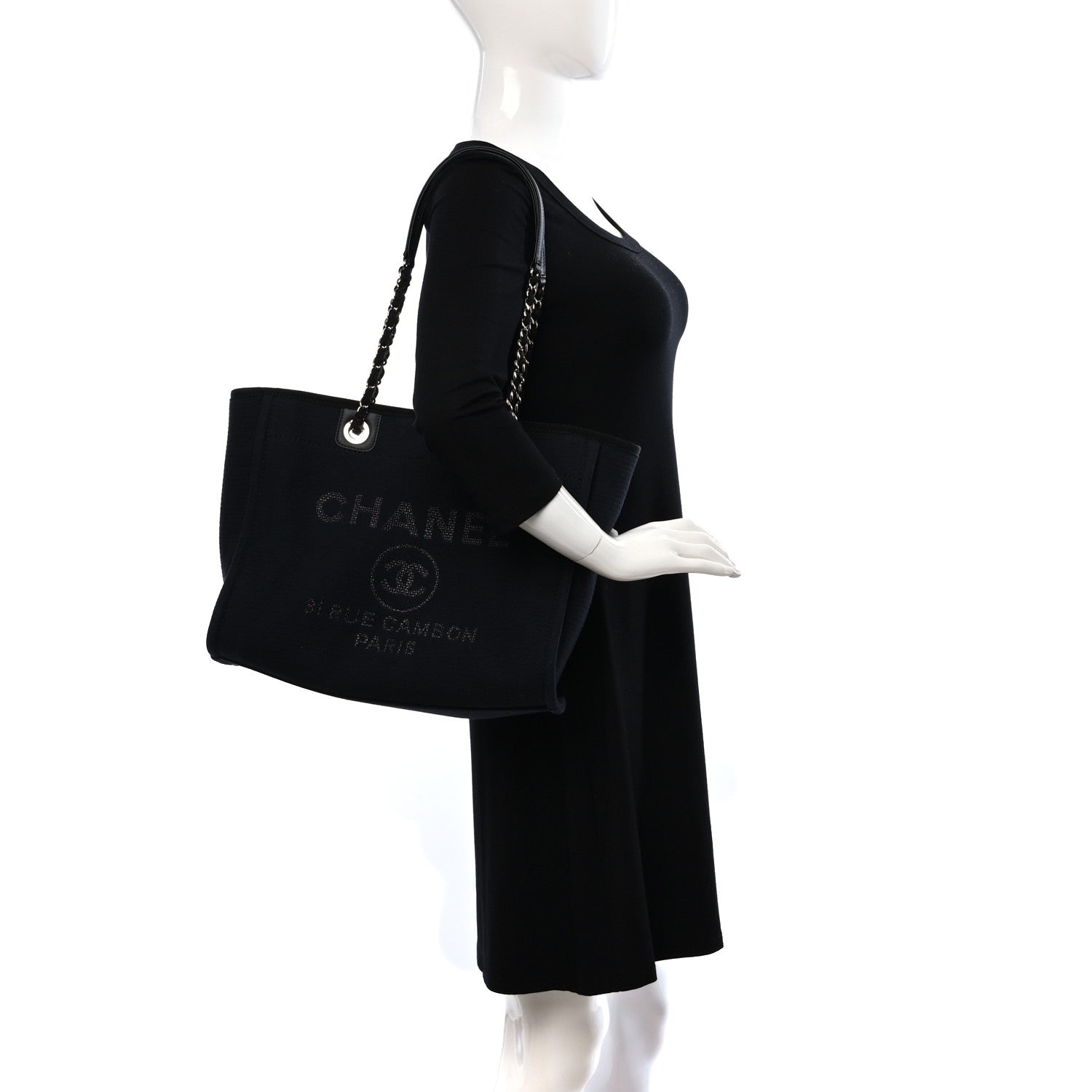 Chanel Mixed Fibers Small Deauville Tote Black 2 of 10