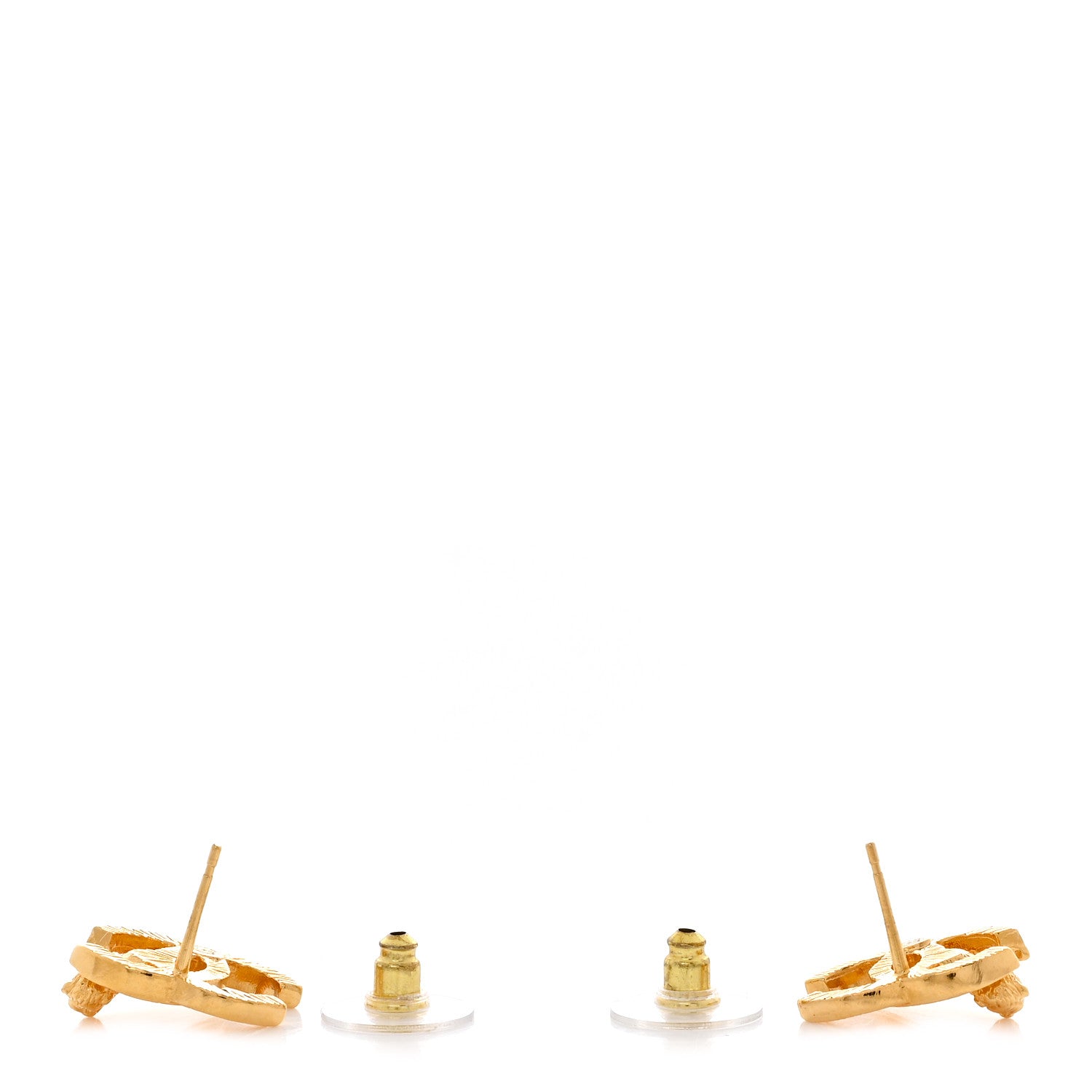 Chanel Metal Textured Lion CC Earrings Gold 4 of 5