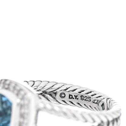 David Yurman Sterling Silver Diamond Blue Topaz 7mm Petite Albion Ring 50 5.5 4 of 5