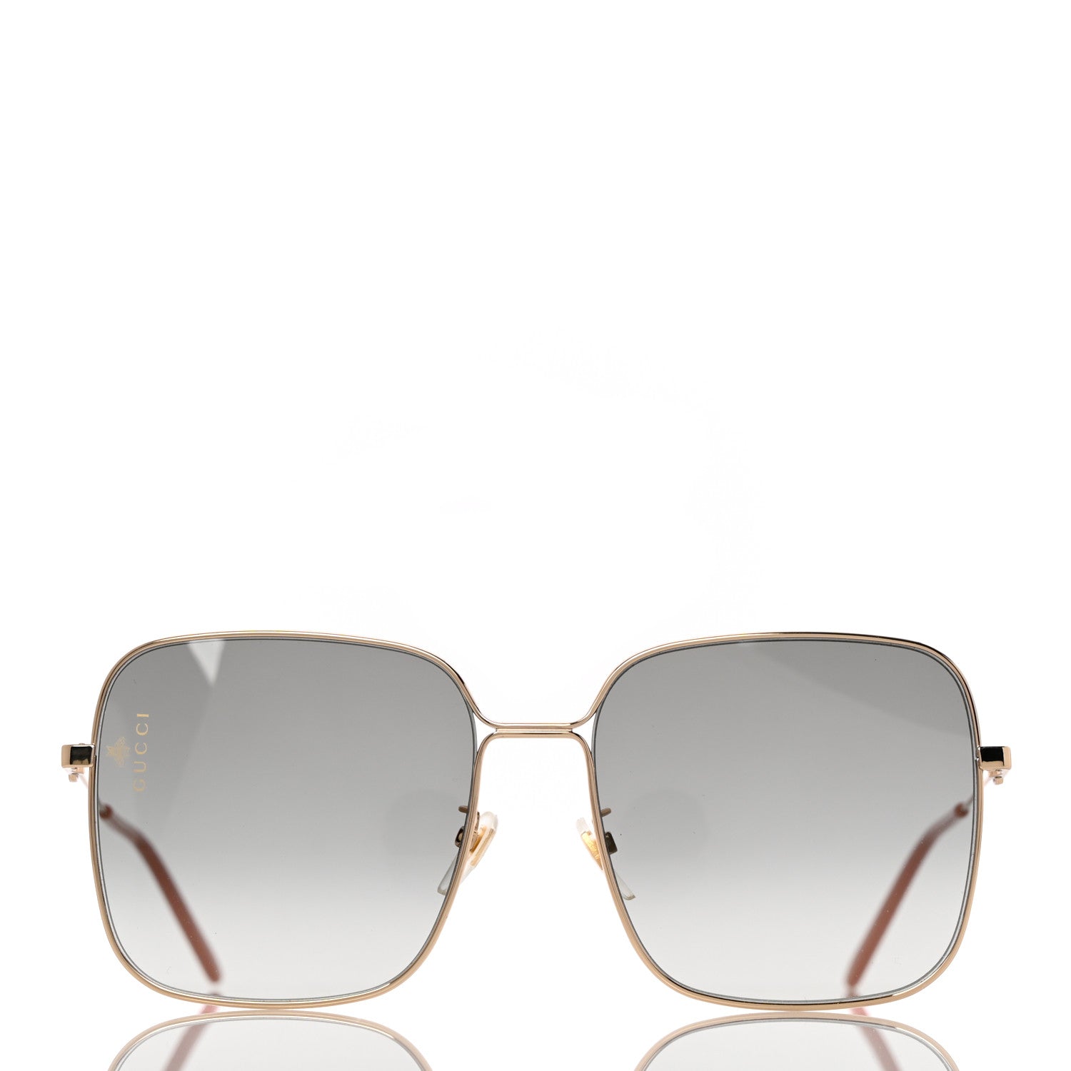 Gucci Metal Square Frame Sunglasses GG0443S Gold Grey 2 of 8