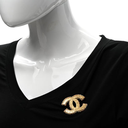 Chanel Metal Crystal Scarab CC Brooch Gold Multicolor 2 of 5