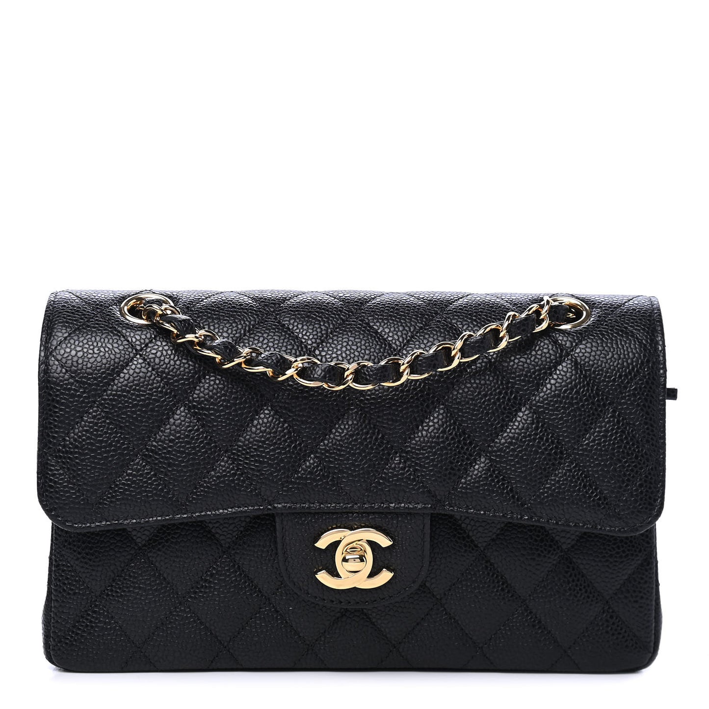 Caviar Quilted Small Double Flap Black