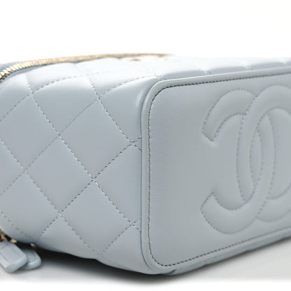 Chanel Lambskin Quilted Small Top Handle Vanity Case With Chain Light Blue 9 of 10
