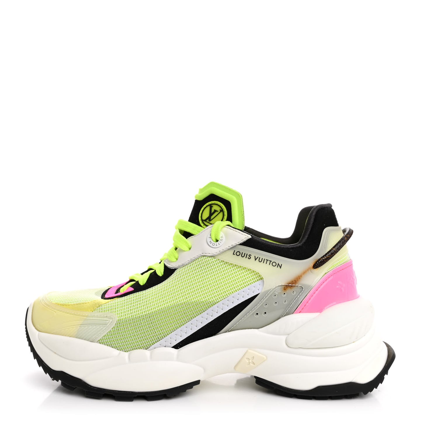 Mix Materials Suede Calfskin Run 55 Sneakers 36.5 Pink White Yellow