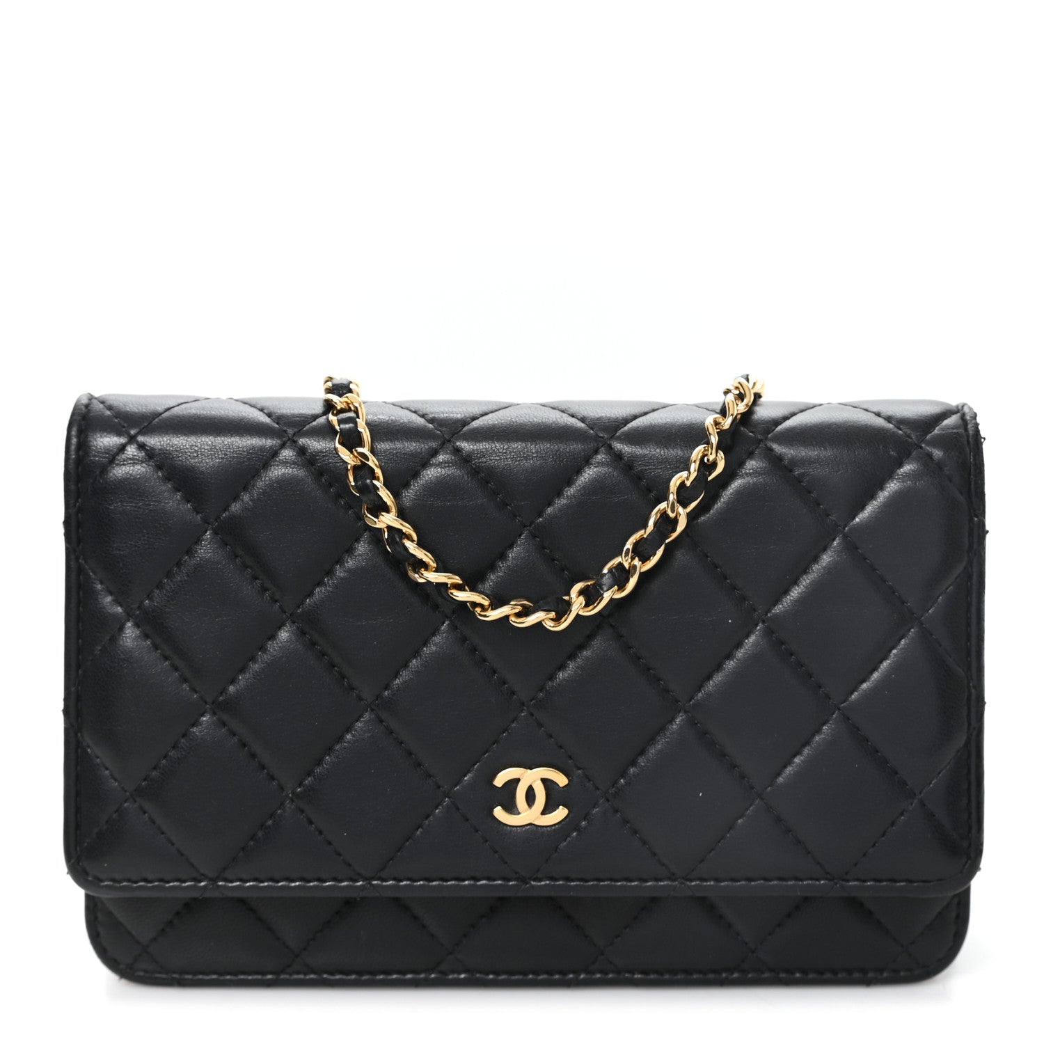 Chanel Lambskin Quilted Wallet On Chain WOC Black Black 1 of 12
