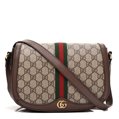 Gucci GG Supreme Monogram Web Small Ophidia Flap Messenger Bag Brown 1 of 11