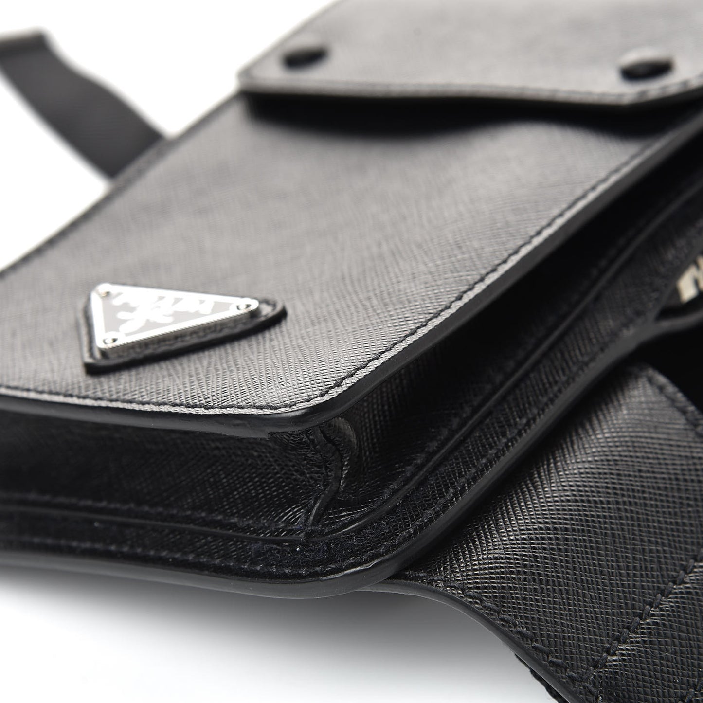 Saffiano City Calfskin Travel Crossbody Bag Black