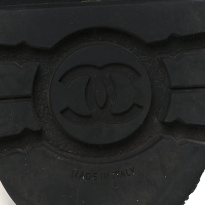 Chanel Grained Calfskin Shiny Calfskin CC Lace Up Combat Boots 37.5 Black 7 of 11