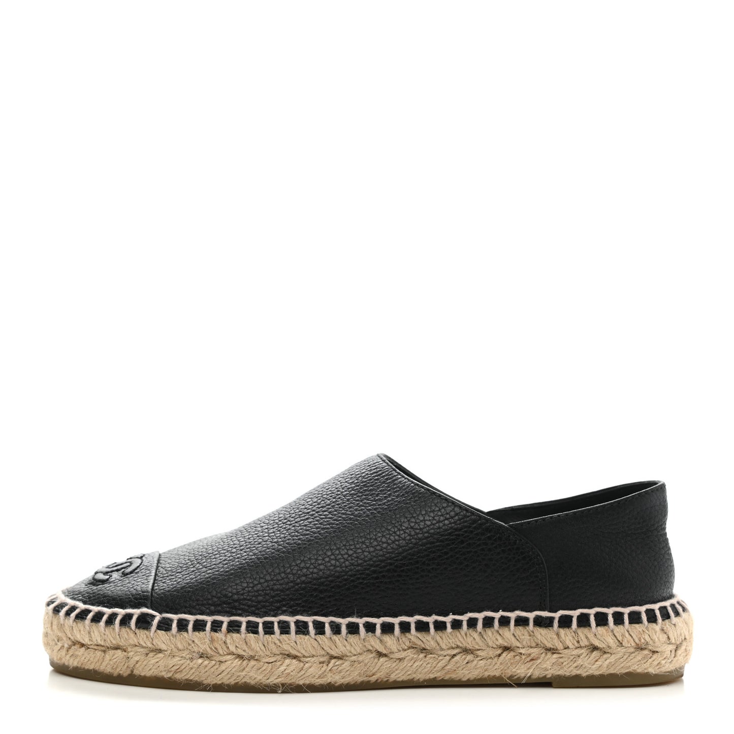 Grained Calfskin CC Espadrilles 36 Black