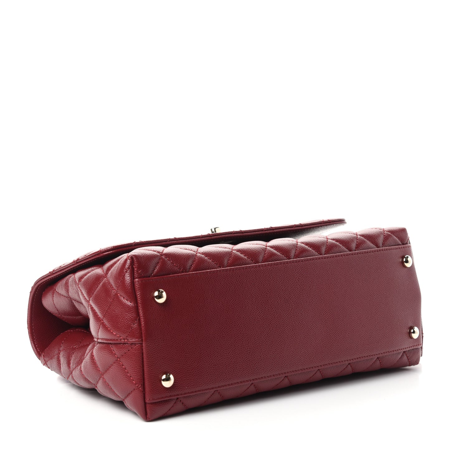 Caviar Lizard Embossed Quilted Small Coco Handle Flap Burgundy