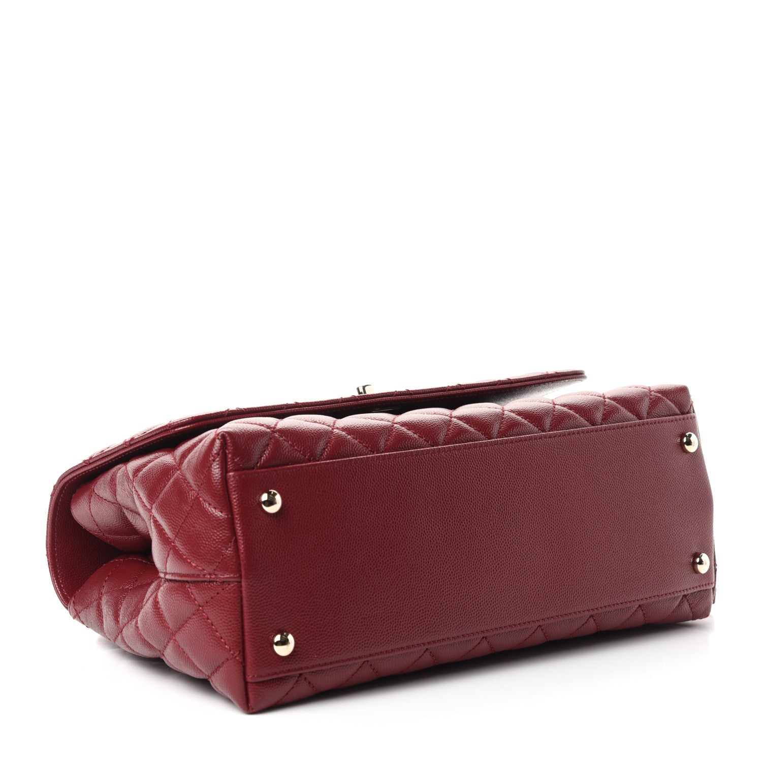 Chanel Caviar Lizard Embossed Quilted Small Coco Handle Flap Burgundy 4 of 10