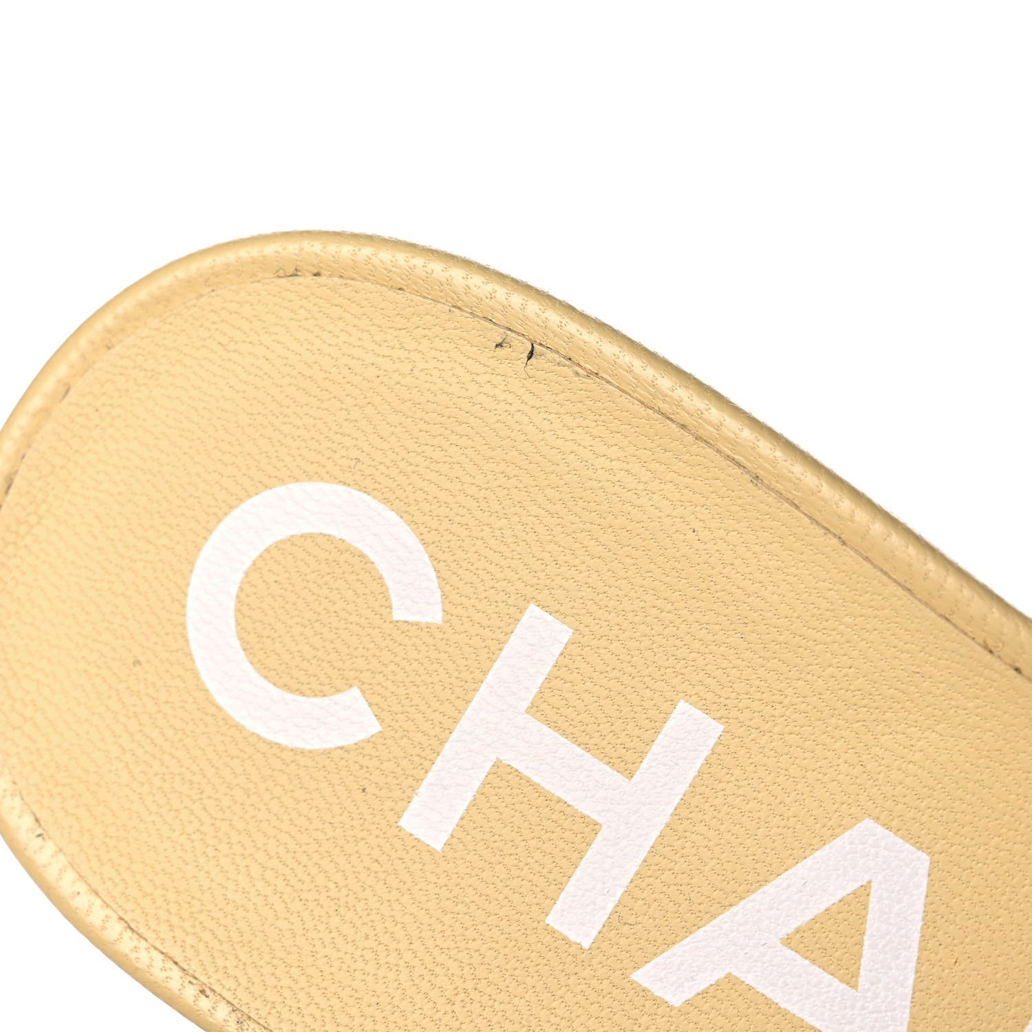 Chanel Lambskin Quilted Textured CC Mules 37 Yellow 10 of 10