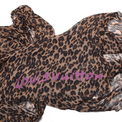 Louis Vuitton Cashmere Silk Leopard Etole Stole Marron 5 of 5