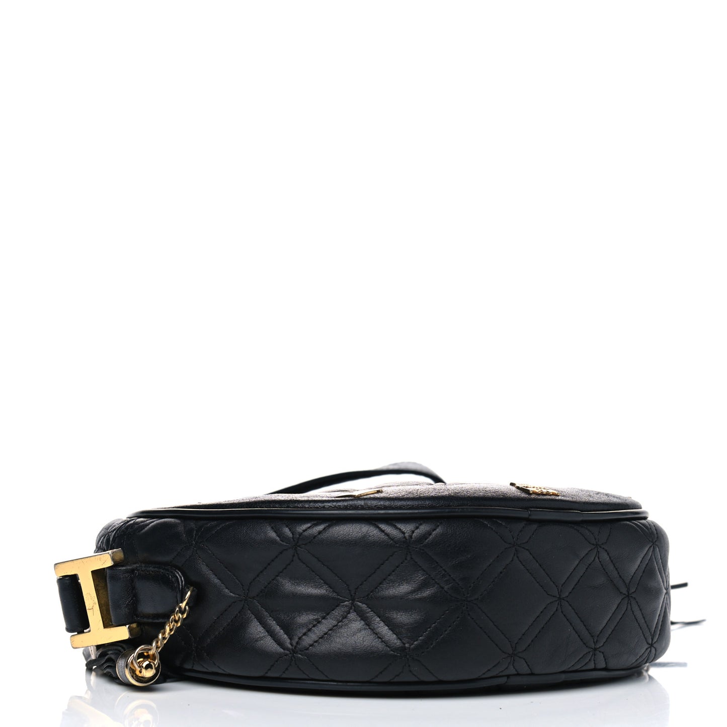 Calfskin Quilted Studded Heritage Tambourine Black