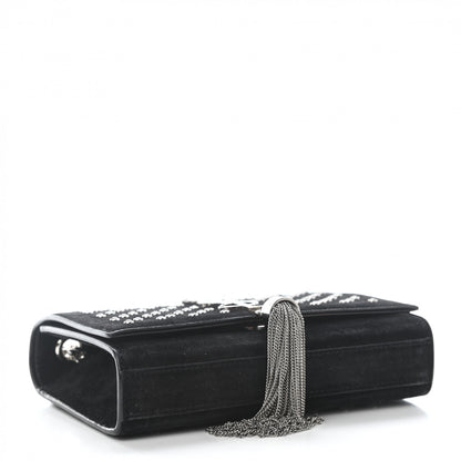 Saint Laurent Suede Crystal Studded Small Classic Monogram Kate Tassel Satchel Black 4 of 8