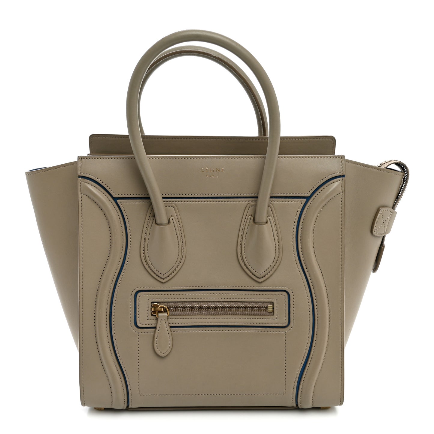 Smooth Calfskin Interstice Micro Luggage Beige Blue