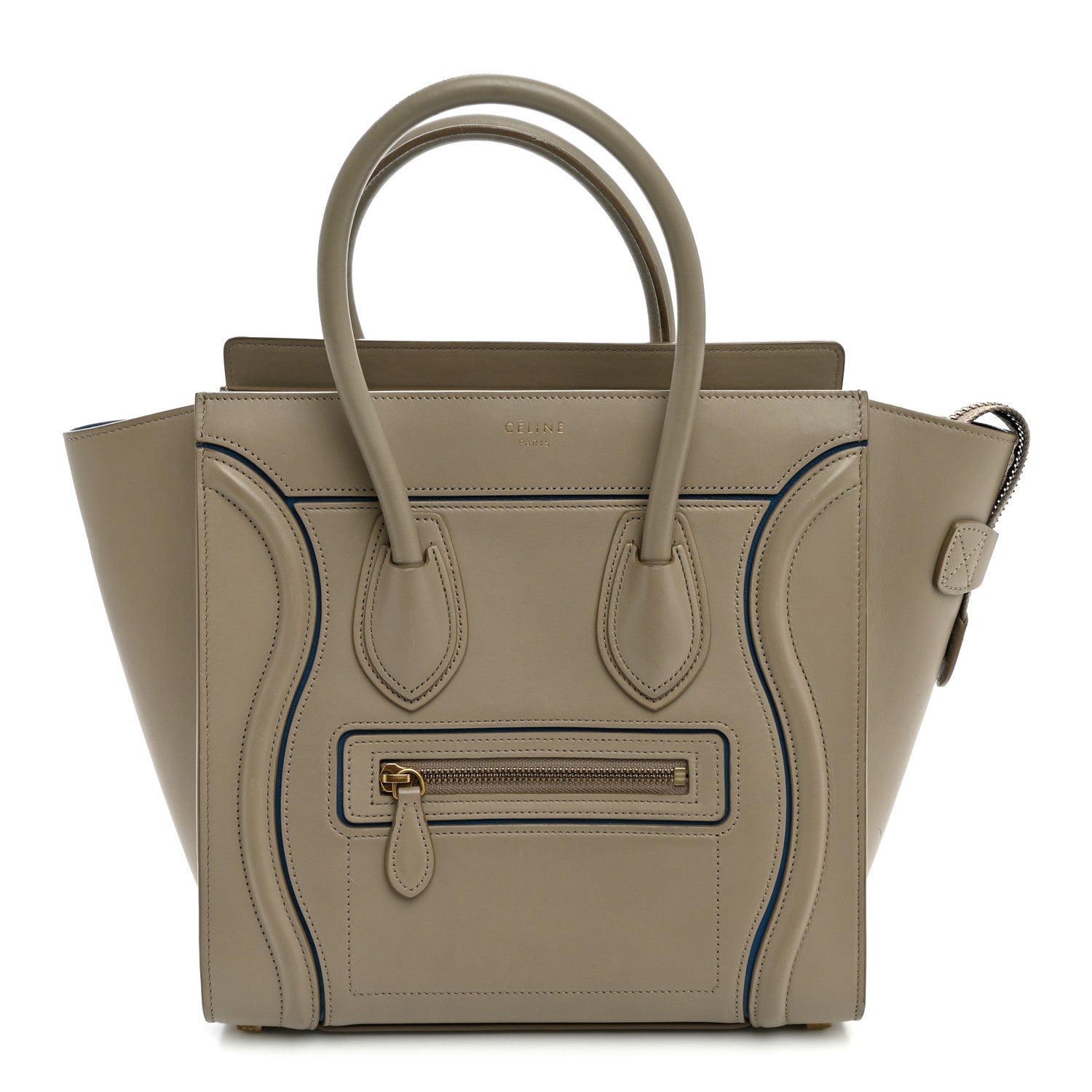 Celine Smooth Calfskin Interstice Micro Luggage Beige Blue 1 of 8