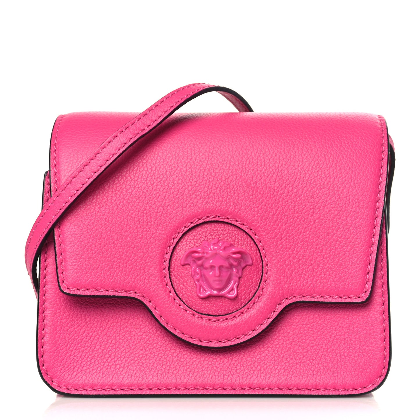 Grained Calfskin La Medusa Shoulder Bag Pink Lilac