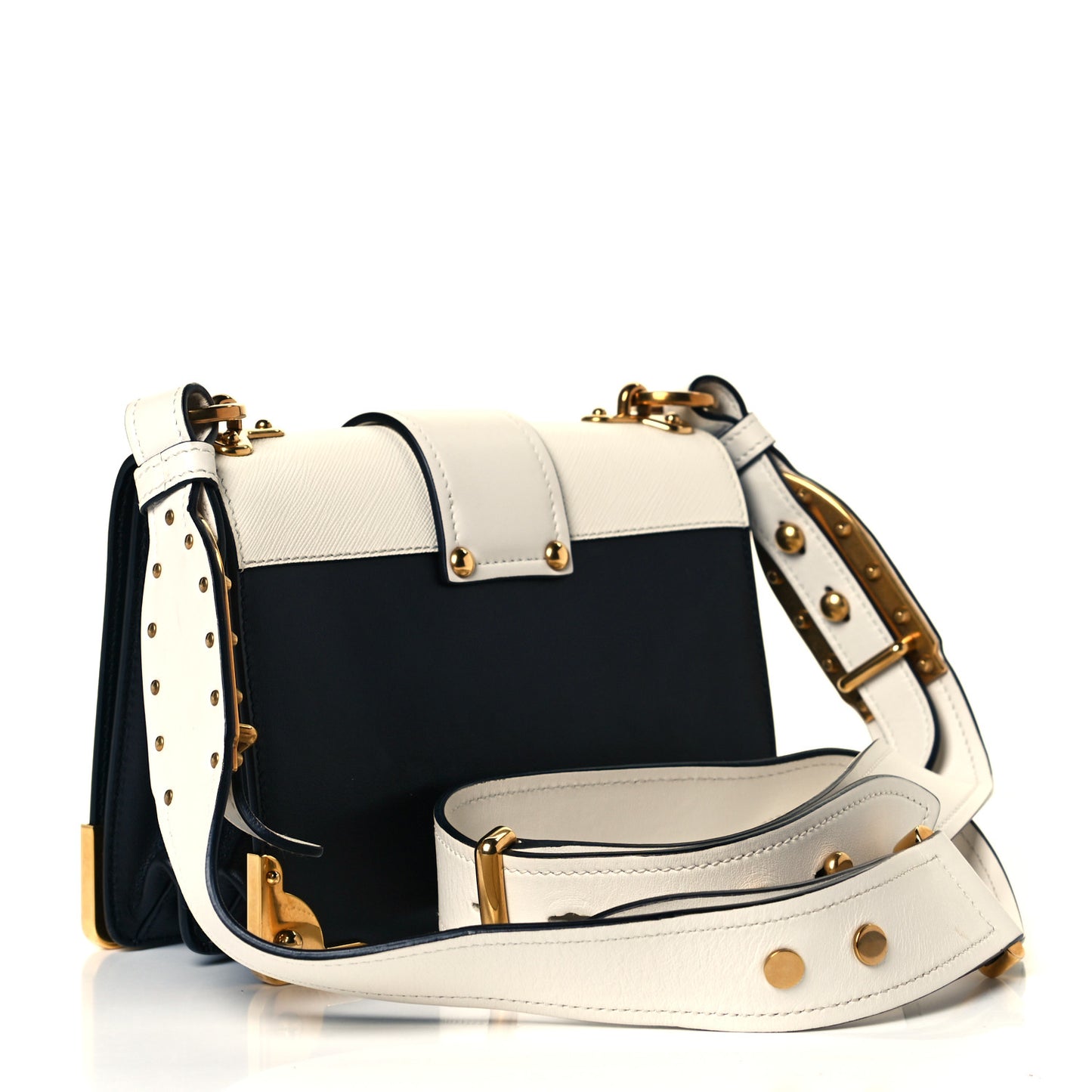 City Calf Saffiano Cahier Bag White Black