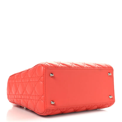 Christian Dior Lambskin Cannage Medium Lady Dior Coral 4 of 10