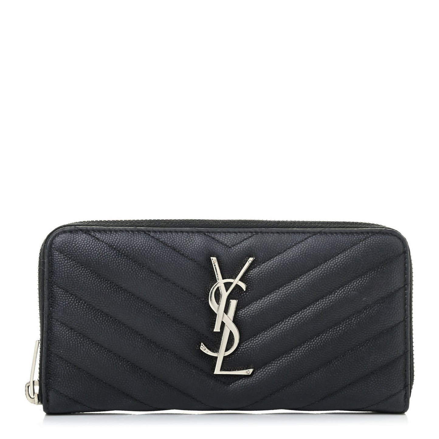 Grain De Poudre Matelasse Chevron Monogram Zip Around Wallet Black