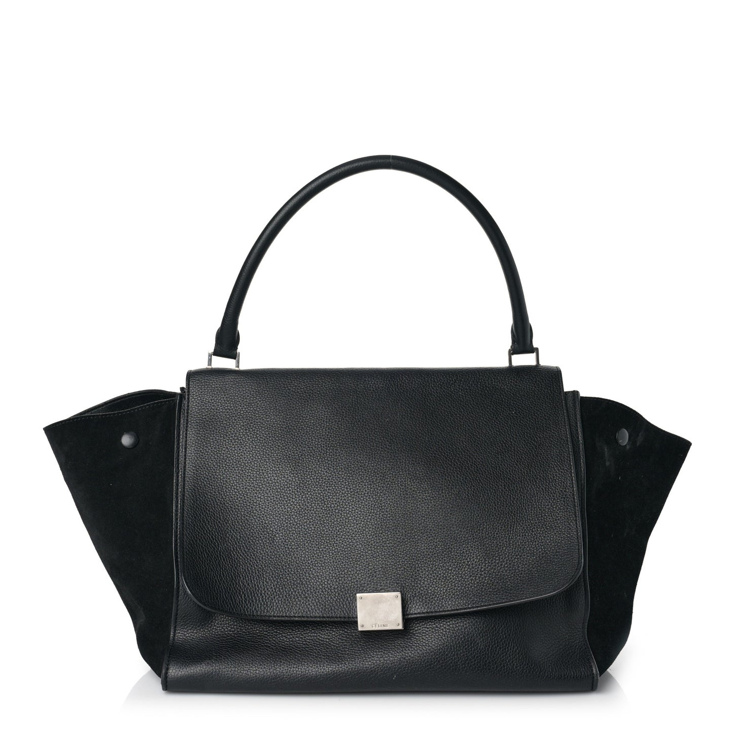 Drummed Calfskin Suede Large Trapeze Black