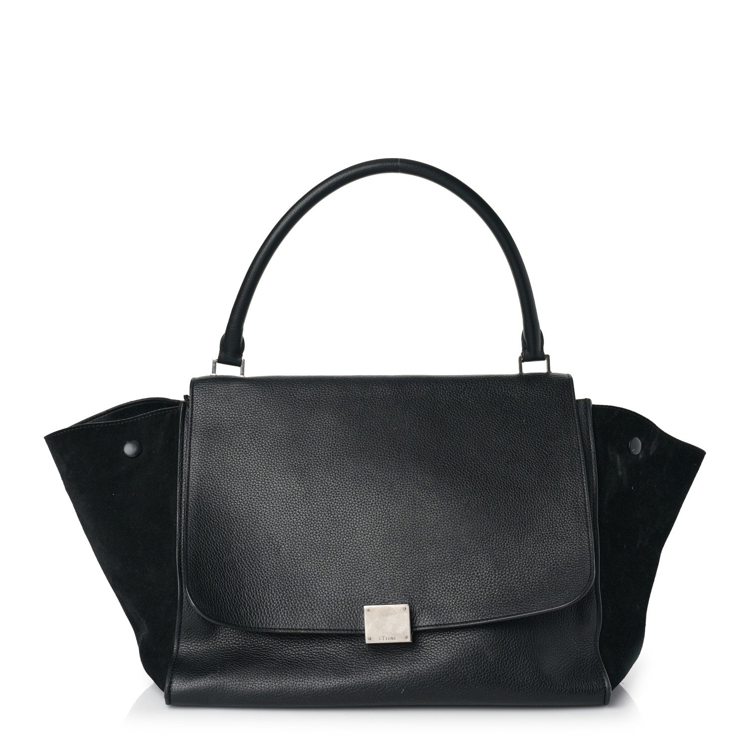 Celine Drummed Calfskin Suede Large Trapeze Black 1 of 10