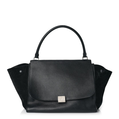 Celine Drummed Calfskin Suede Large Trapeze Black 1 of 10