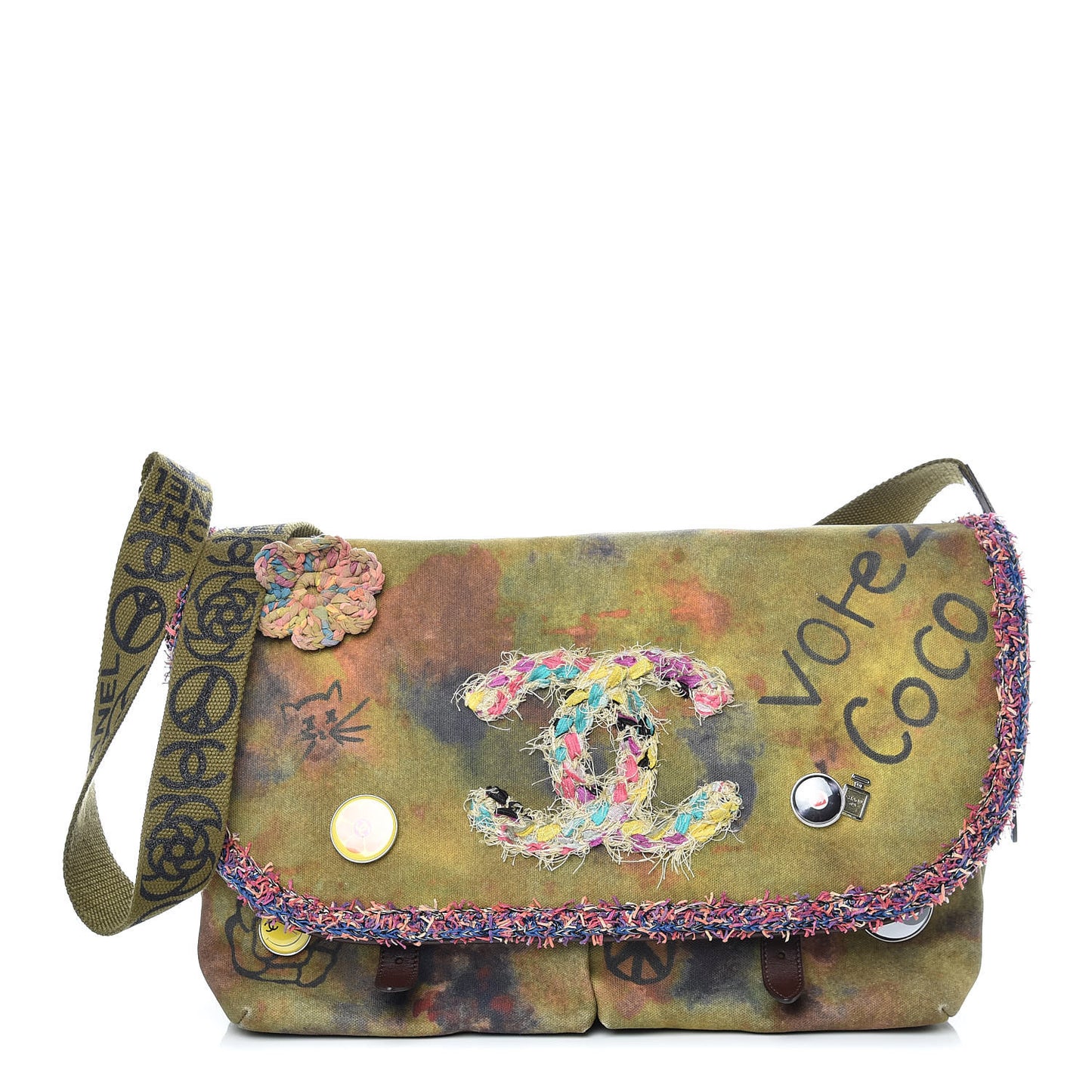Washed Toile Graffiti On The Pavements Messenger Khaki Multicolor
