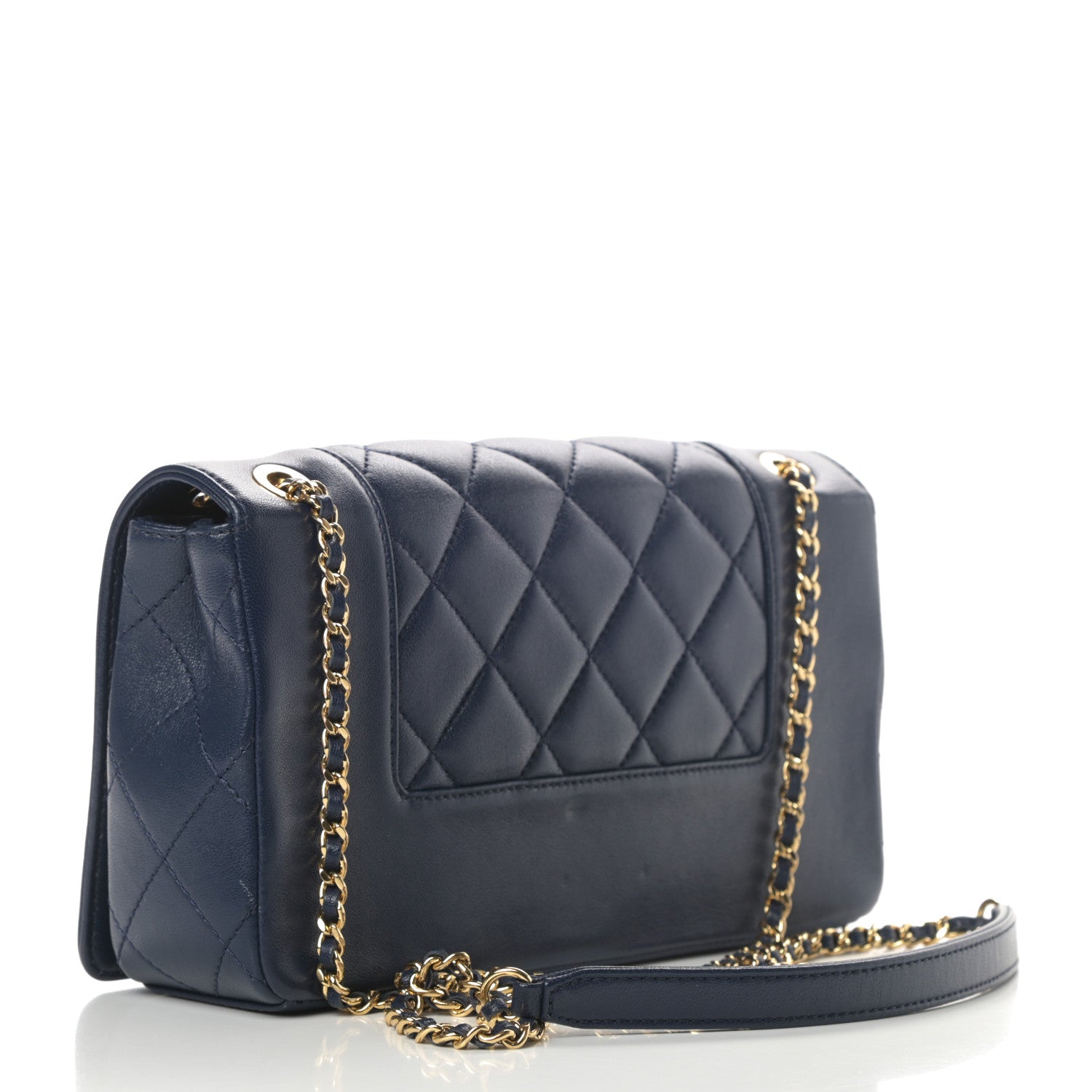 Chanel Sheepskin Quilted Medium Vintage Mademoiselle Flap Dark Navy 3 of 14