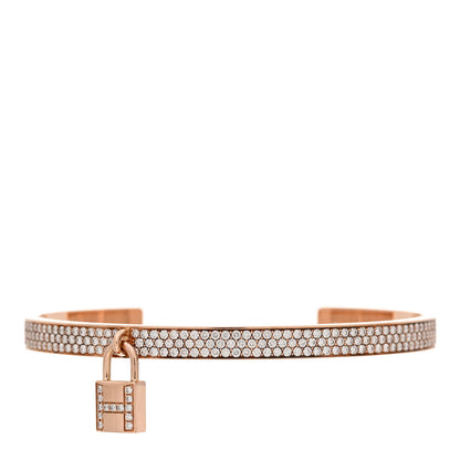 Hermes 18K Rose Gold Diamond Pave Kelly Clochette Cuff Bracelet SH 1 of 4