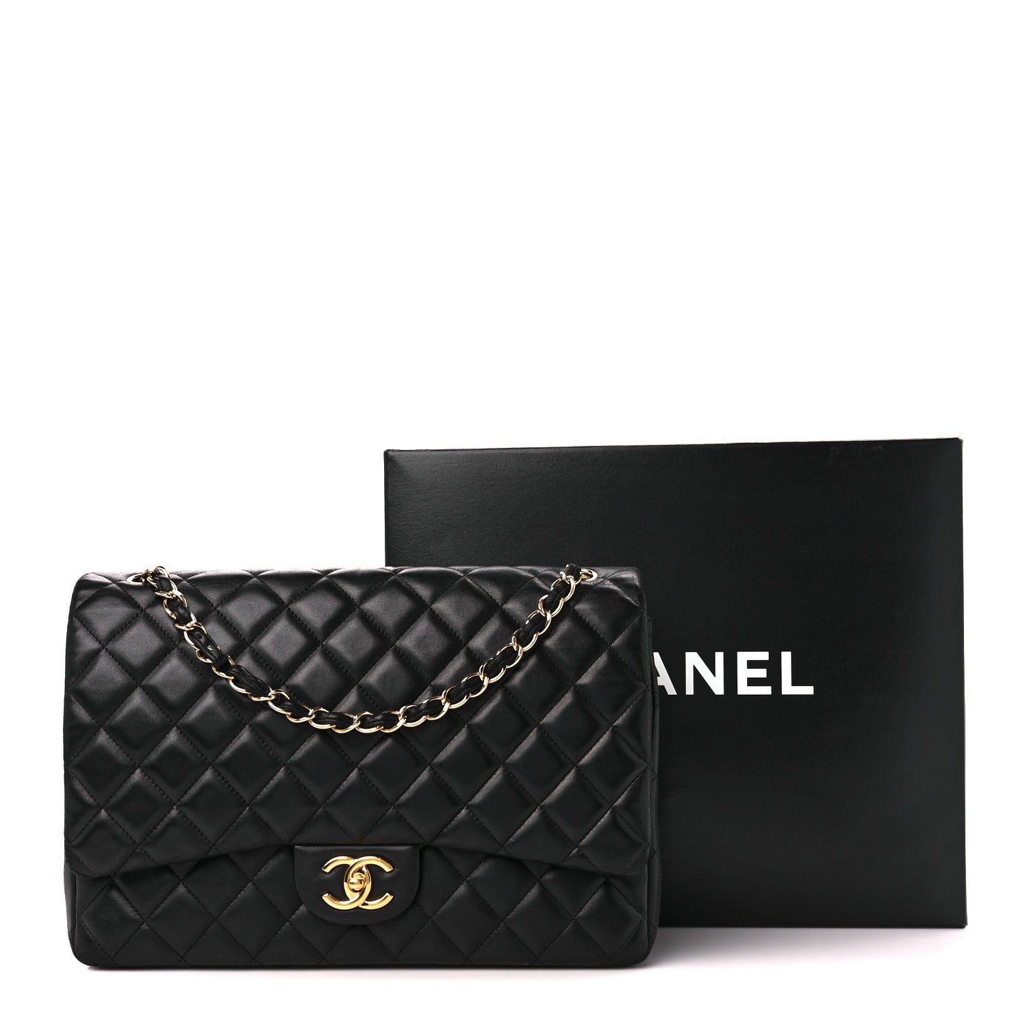 Chanel Lambskin Quilted Maxi Double Flap Black 2 of 12