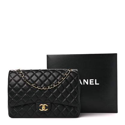 Chanel Lambskin Quilted Maxi Double Flap Black 2 of 12