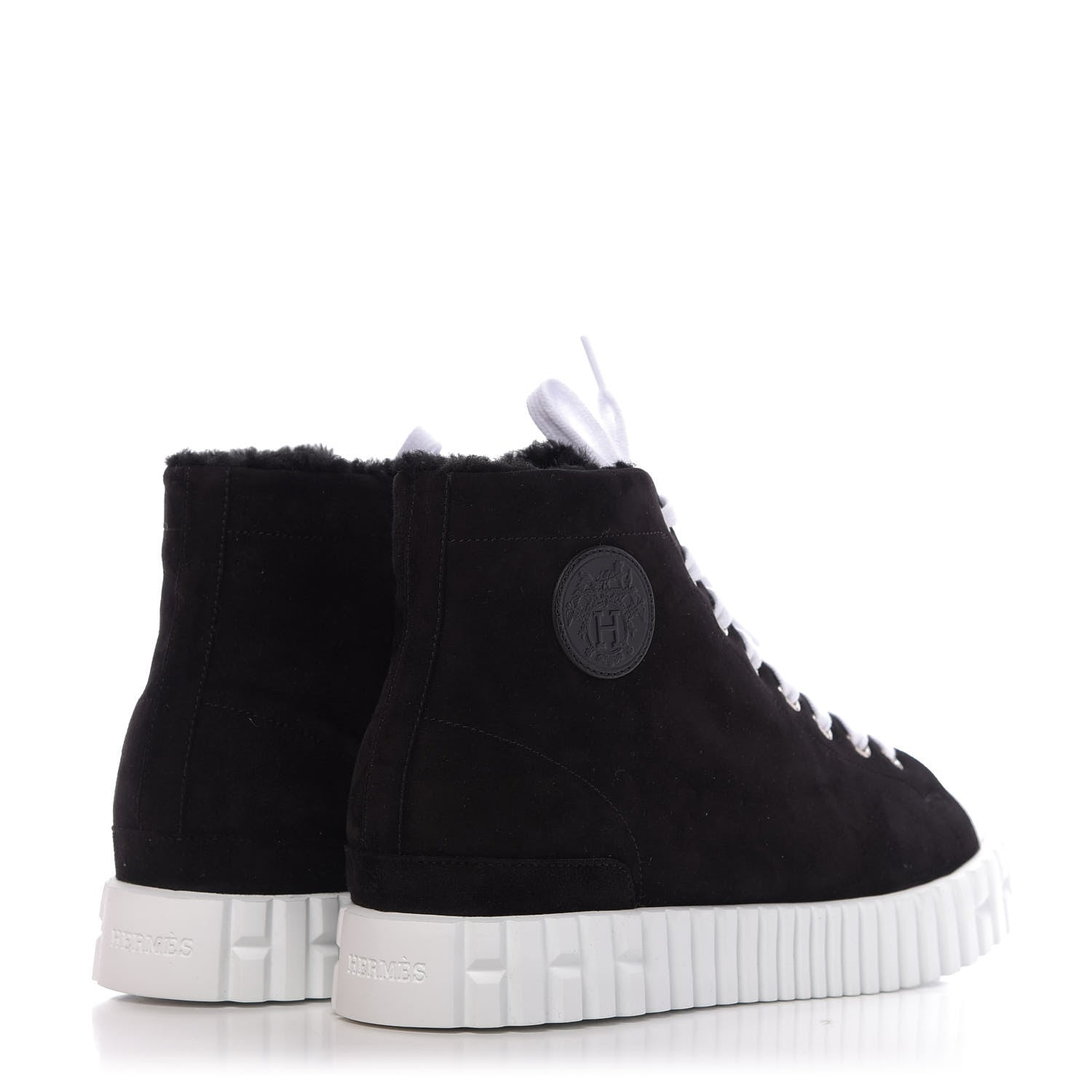 Hermes Woolskin Calfskin Womens Climb Sneakers 36 Black 4 of 9