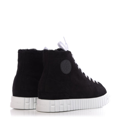 Hermes Woolskin Calfskin Womens Climb Sneakers 36 Black 4 of 9