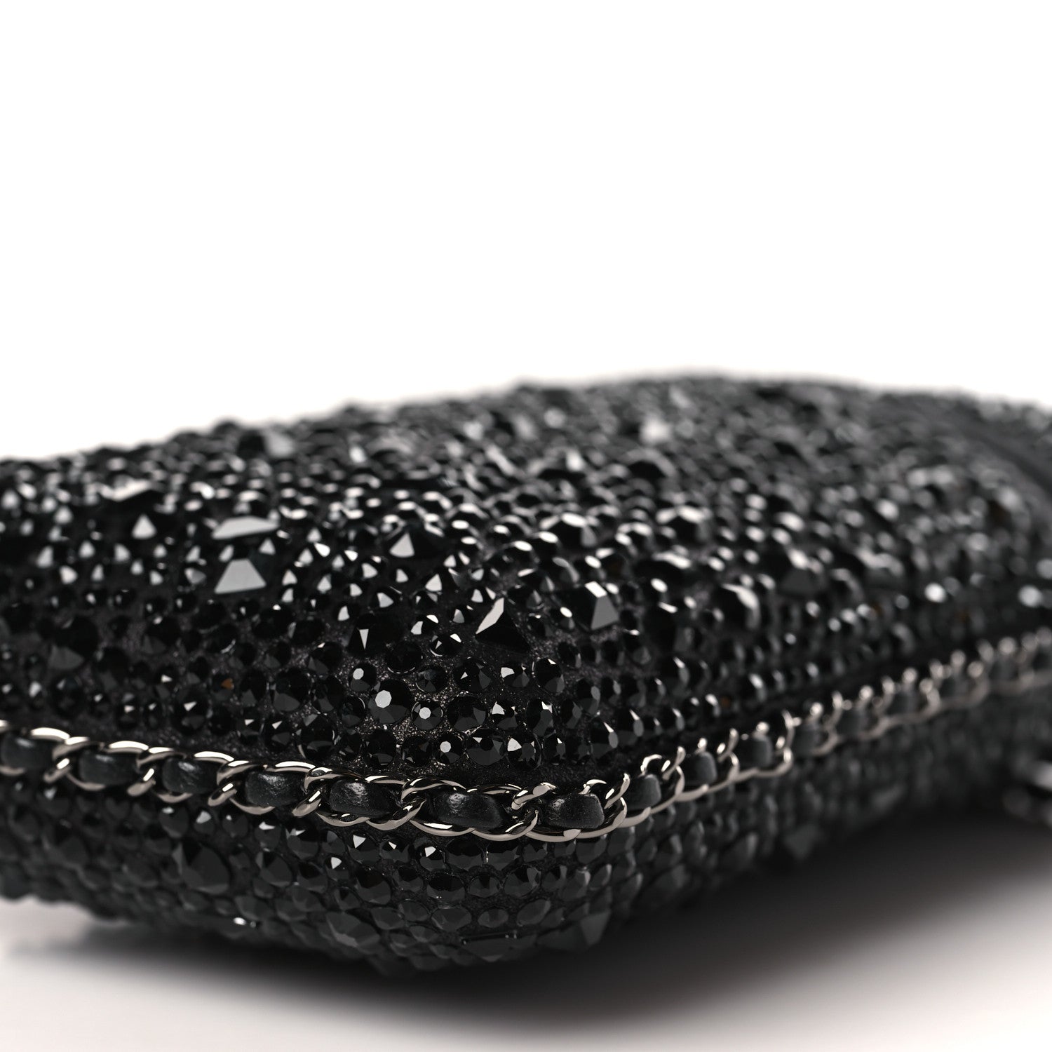 Chanel Satin Crystal Chain Around Phone Holder Black 9 of 10