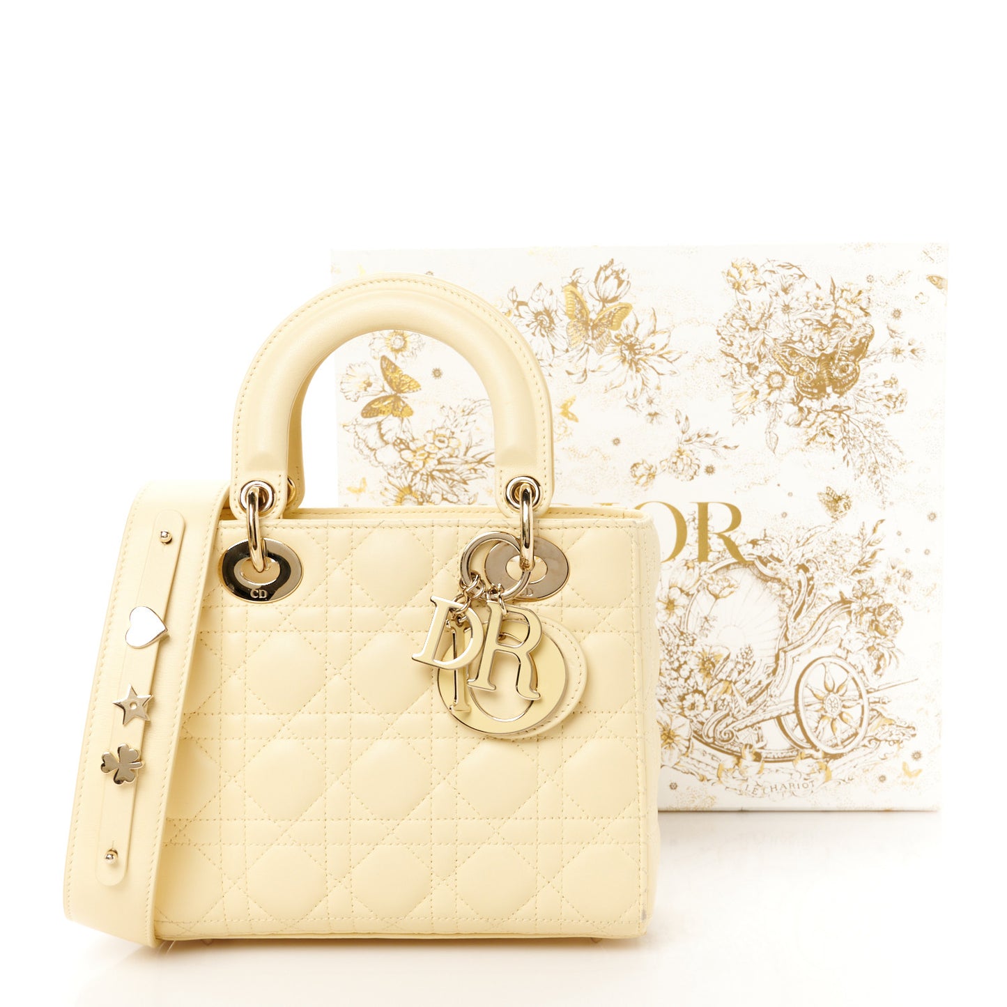 Lambskin Cannage Small My ABCDior Lady Dior Soft Yellow
