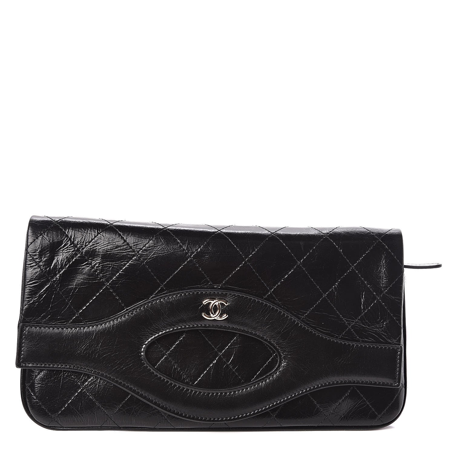 Chanel Shiny Crumpled Calfskin Small 31 Pouch Black 1 of 8