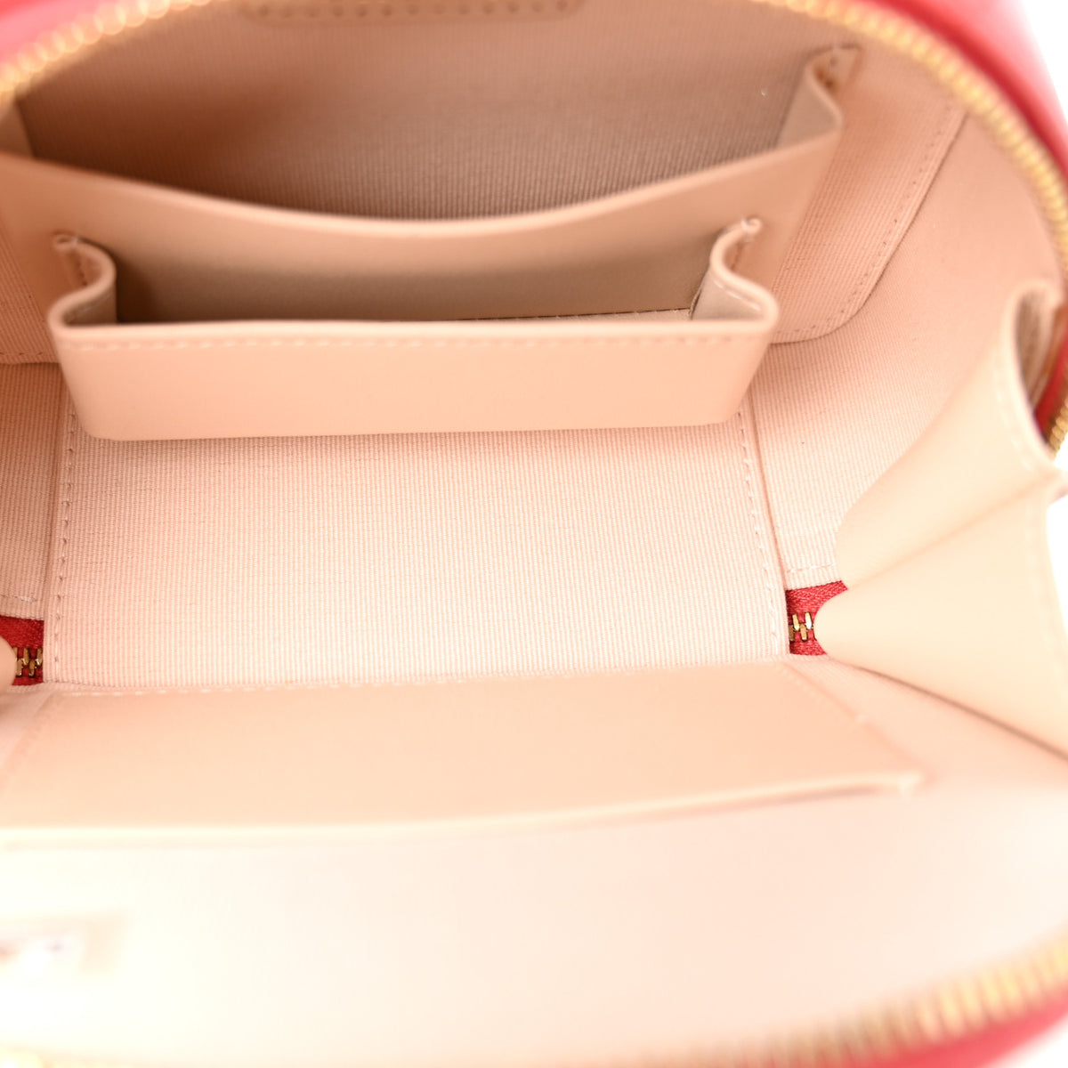 Lambskin Quilted Small Chic Riviera Top Handle Vanity Case Red