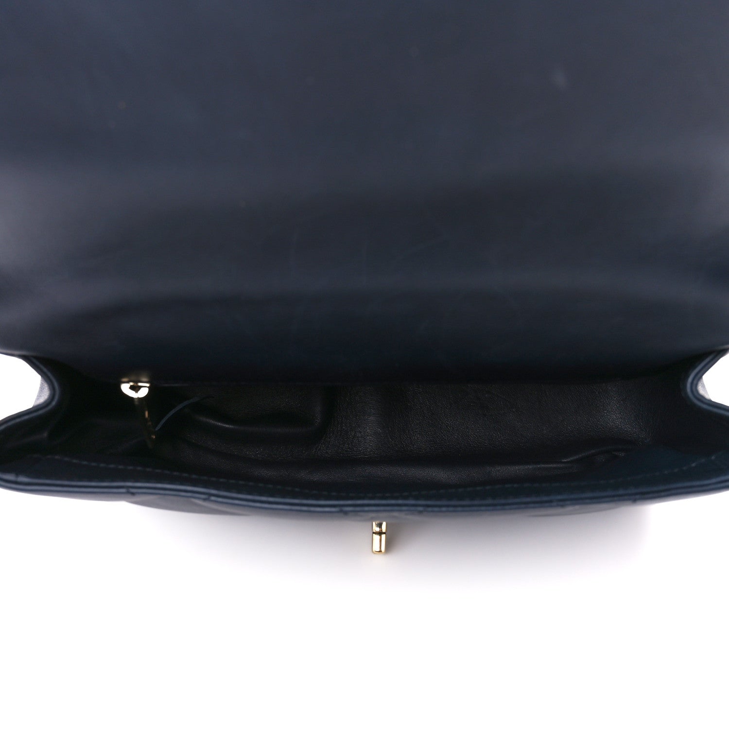 Chanel Calfskin Quilted Top Handle Single Flap Navy 5 of 11