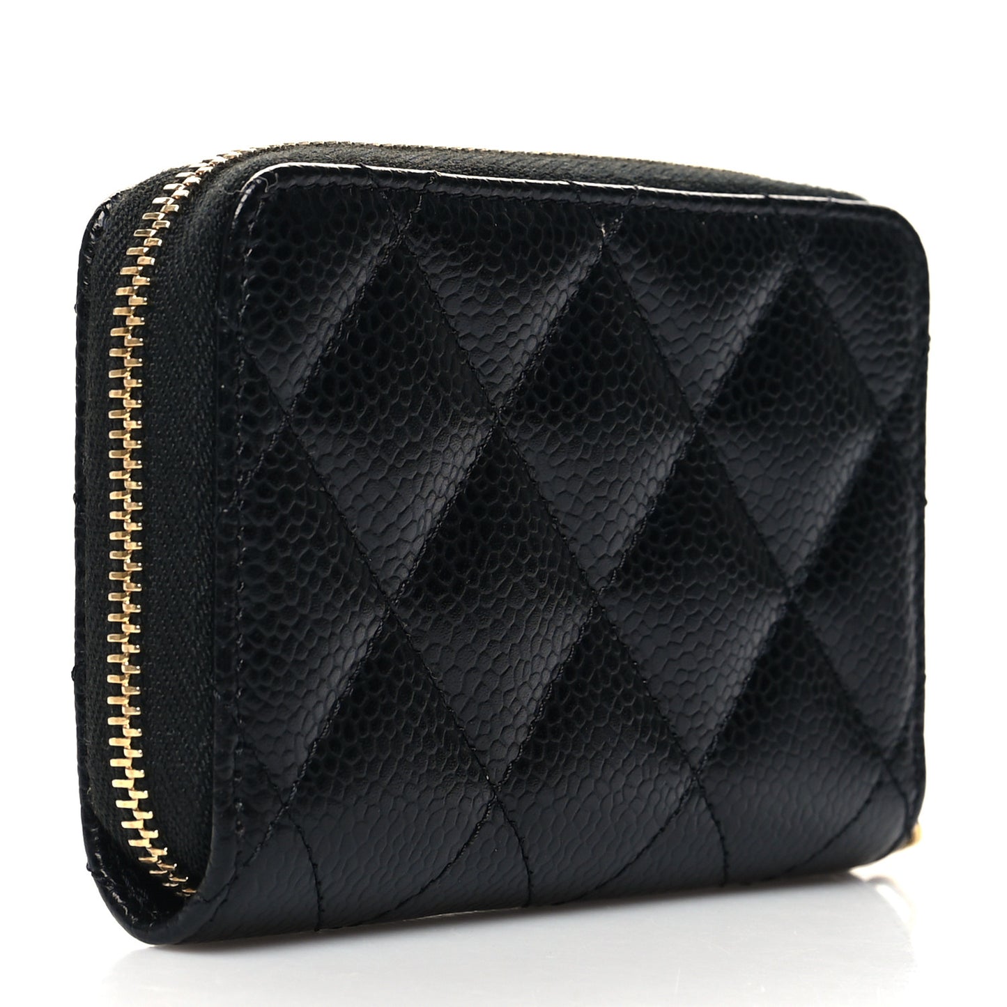 Caviar Quilted Zip Coin Purse Black