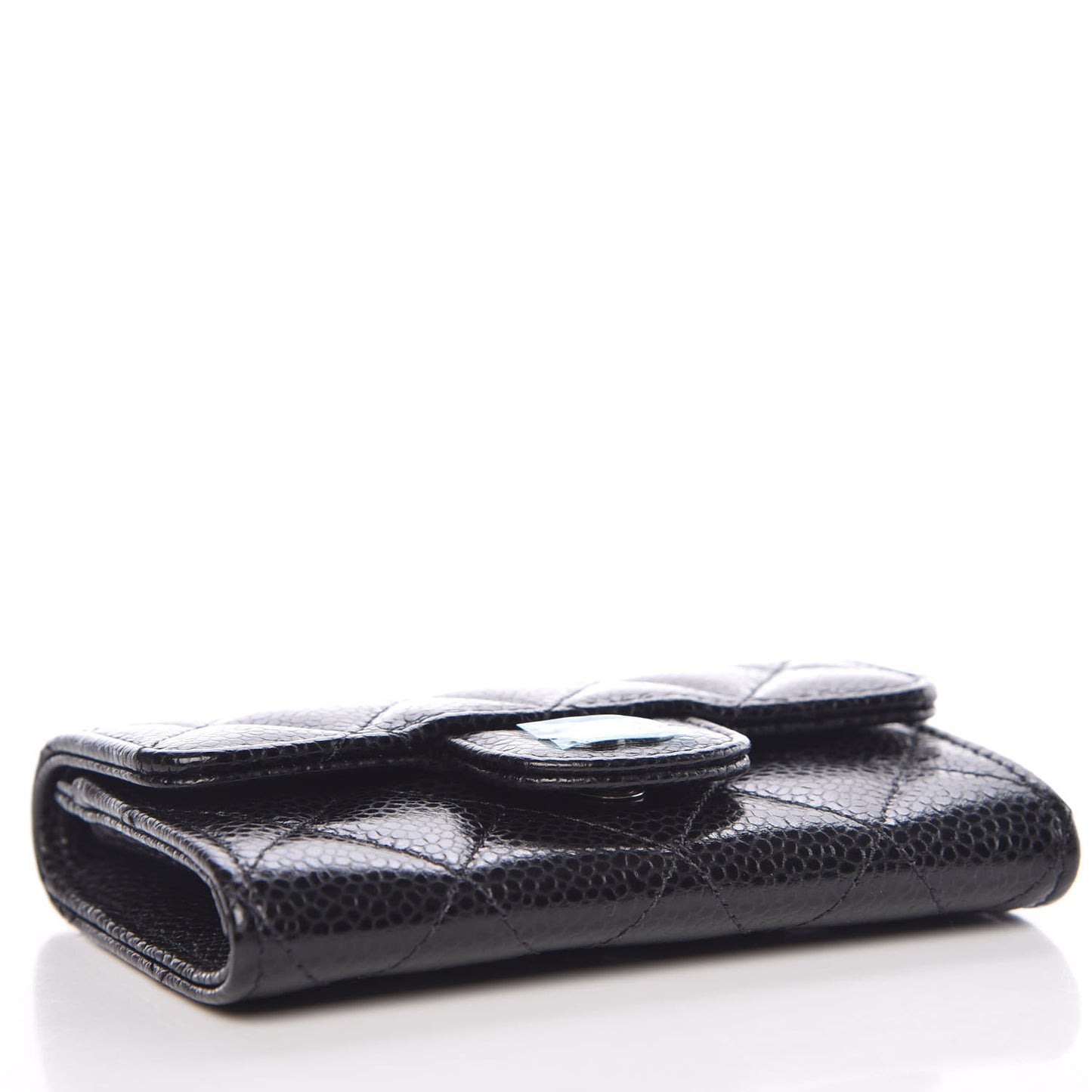 Caviar Quilted Flap Card Holder Black