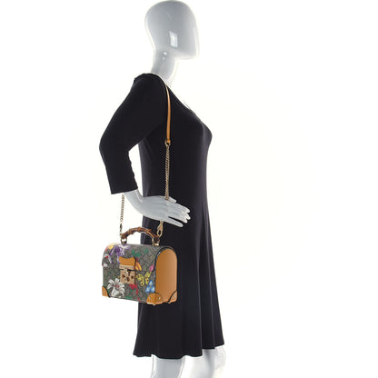 Gucci GG Supreme Monogram Flora Small Padlock Bamboo Shoulder Bag Beige Multicolor Crop 2 of 10