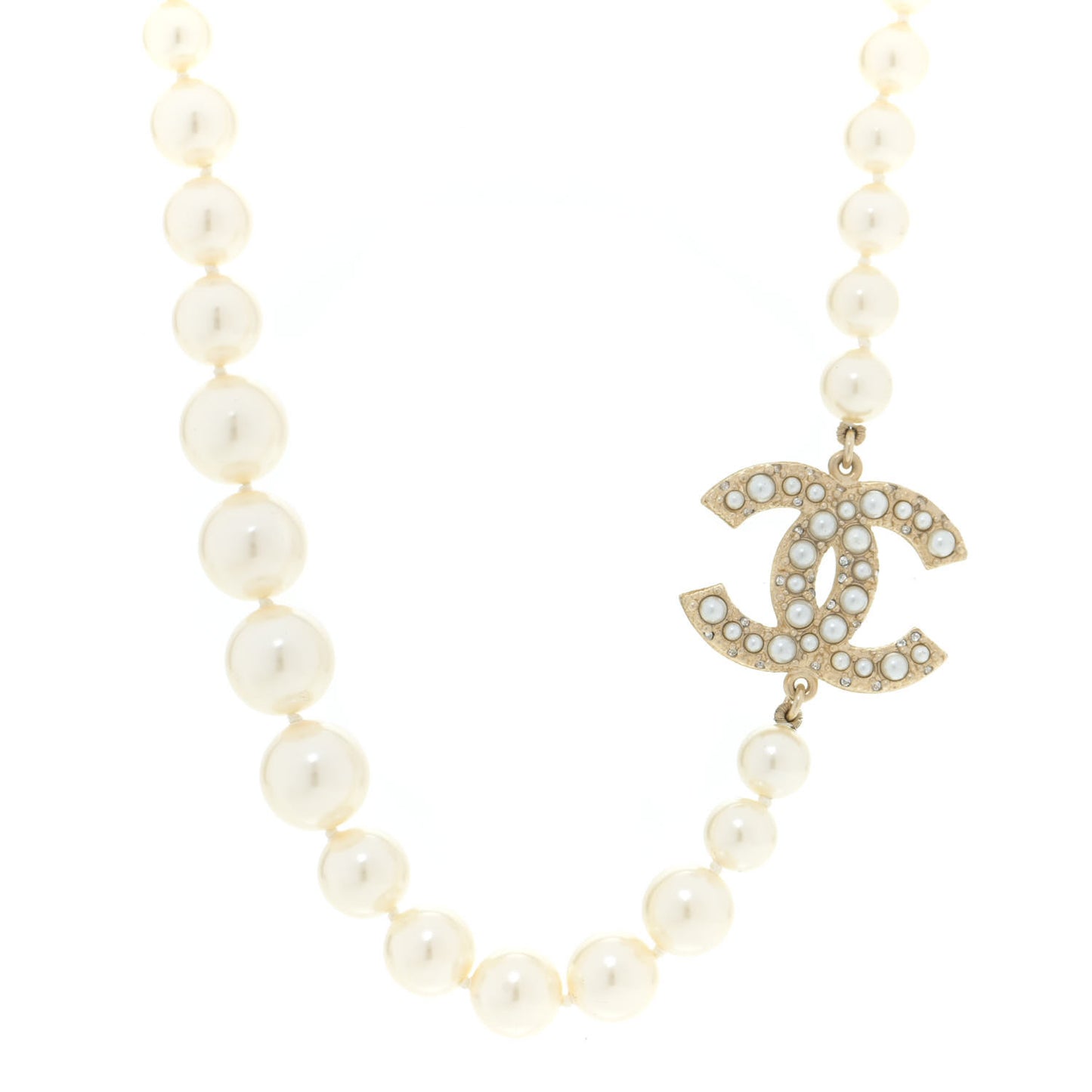 Pearl CC 100th Anniversary Necklace Light Gold