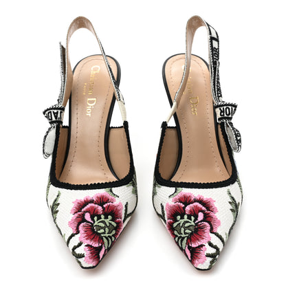Christian Dior Ribbon Petites Fleurs Embroidered J'Adior Slingback 100mm Pumps 37 Off White 2 of 9