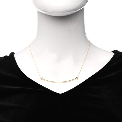 Tiffany 18K Yellow Gold Large T Smile Pendant Necklace 2 of 5